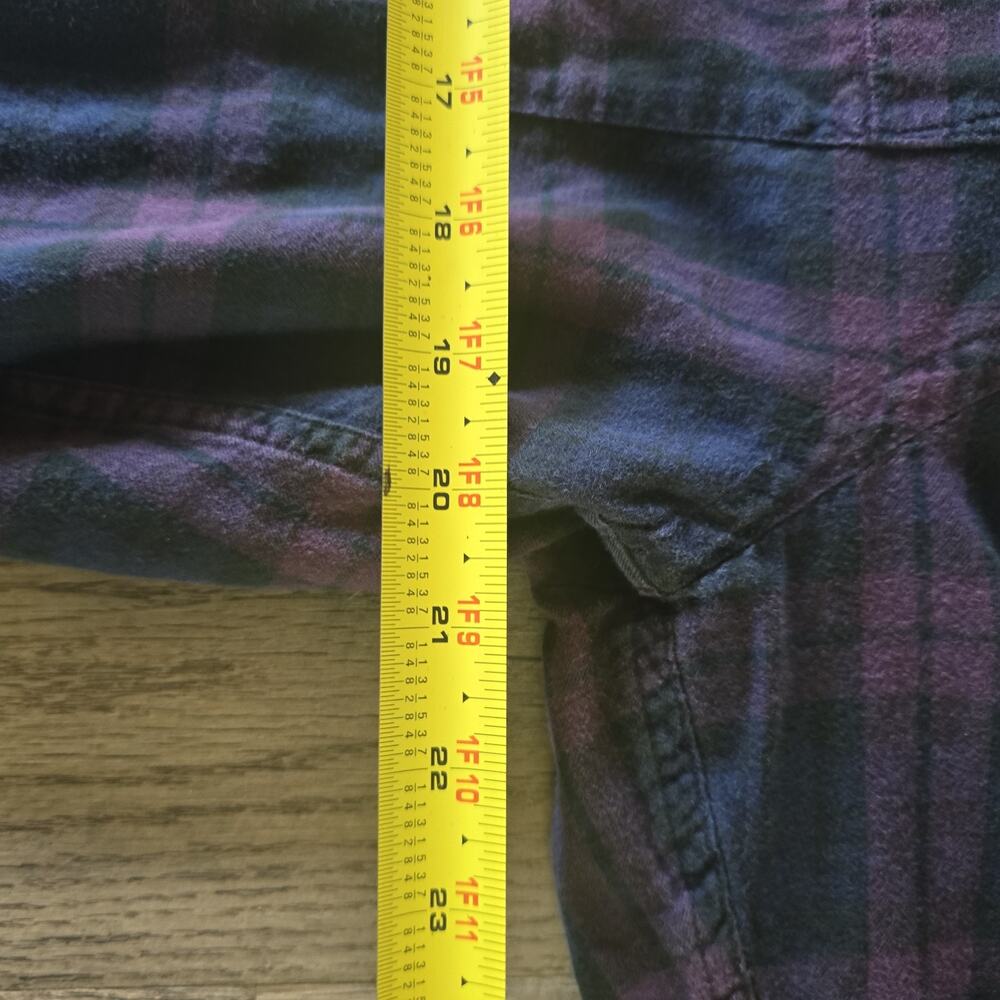 Uniqlo Mens Large Plaid Flannel Button-Up Shirt Purple & Blue Cotton - Picture 4 of 5